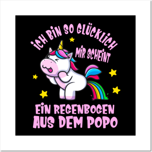 Lustiges Einhorn Glück Regenbogen Spaß Unicorn Posters and Art